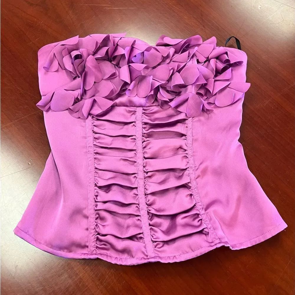 Bebe 2B Purple Petal Ruffle Top Bodice sz S